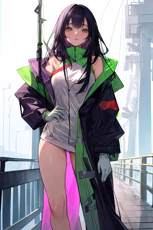 23157 fishing%20pier wearing%20a%20%3Clora%3APlastic%20coat 20230530052249%3A0 2%3E%20lavender%20cotton%20raincoat standing up neutral 1747035790599