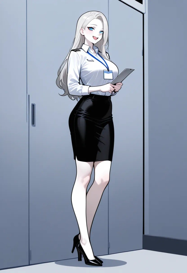 33713 wearing%20a%20office%20%20%23%23occupation%23%23%20uniform%2C%20wearing%20a%20office%20%20skirt%2C%20wearing%20%20high%20heels standing hold strap shoulder happy 1769238107419