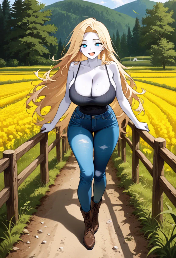 36743 farm tank%20top%2C%20jeans%2C%20boots ass behind looking down happy 1778220180936
